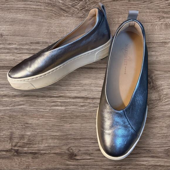 Naked Feet Regime Platform Ballet Flats Shoes Womens Sz 8.5M Pewter Leather $125 - Picture 2 of 7